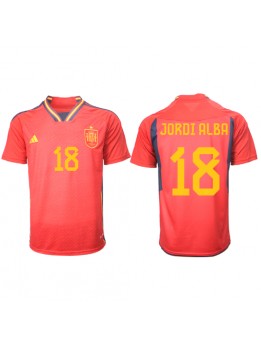 Billige Spania Jordi Alba #18 Hjemmedrakt VM 2022 Kortermet